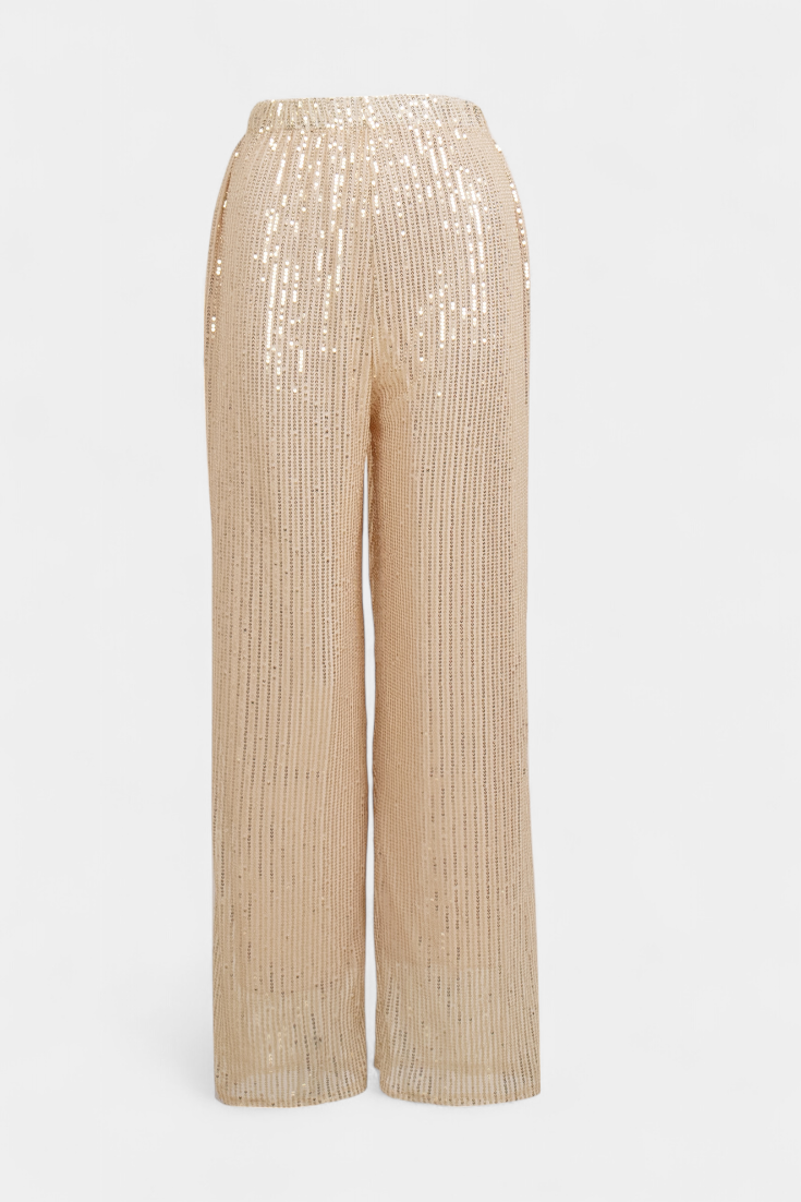 Laura - Pantalones De Lentejuelas Cintura Alta Holgados