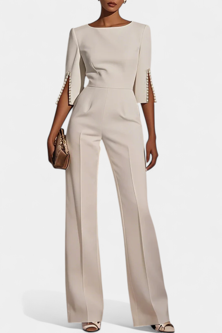 Camila – Mono Suelto Color Liso Cuello Redondo Minimalista