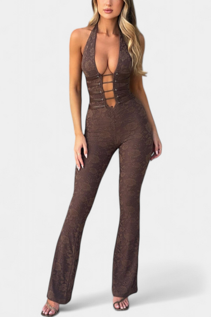 Camila – Mono Halter De Encaje Con Espalda Ajustable