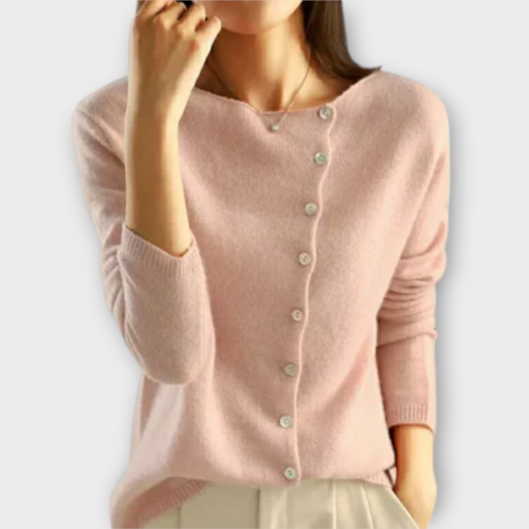 Marina – Cardigan Punto Suave Poliéster Algodón Liso